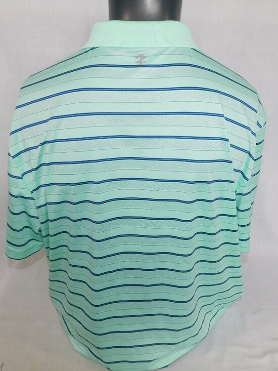 IZOD Golf Mens 2XL XXL Sea Foam Green Blue Striped Polo Shirt - Picture 7 of 10